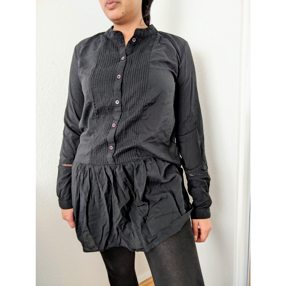 Bess Long Sleeve Ruffle Button Down Tunic